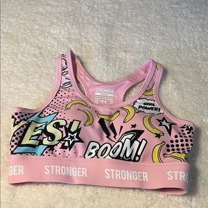 Stronger Pink Graphic Sports Bra
